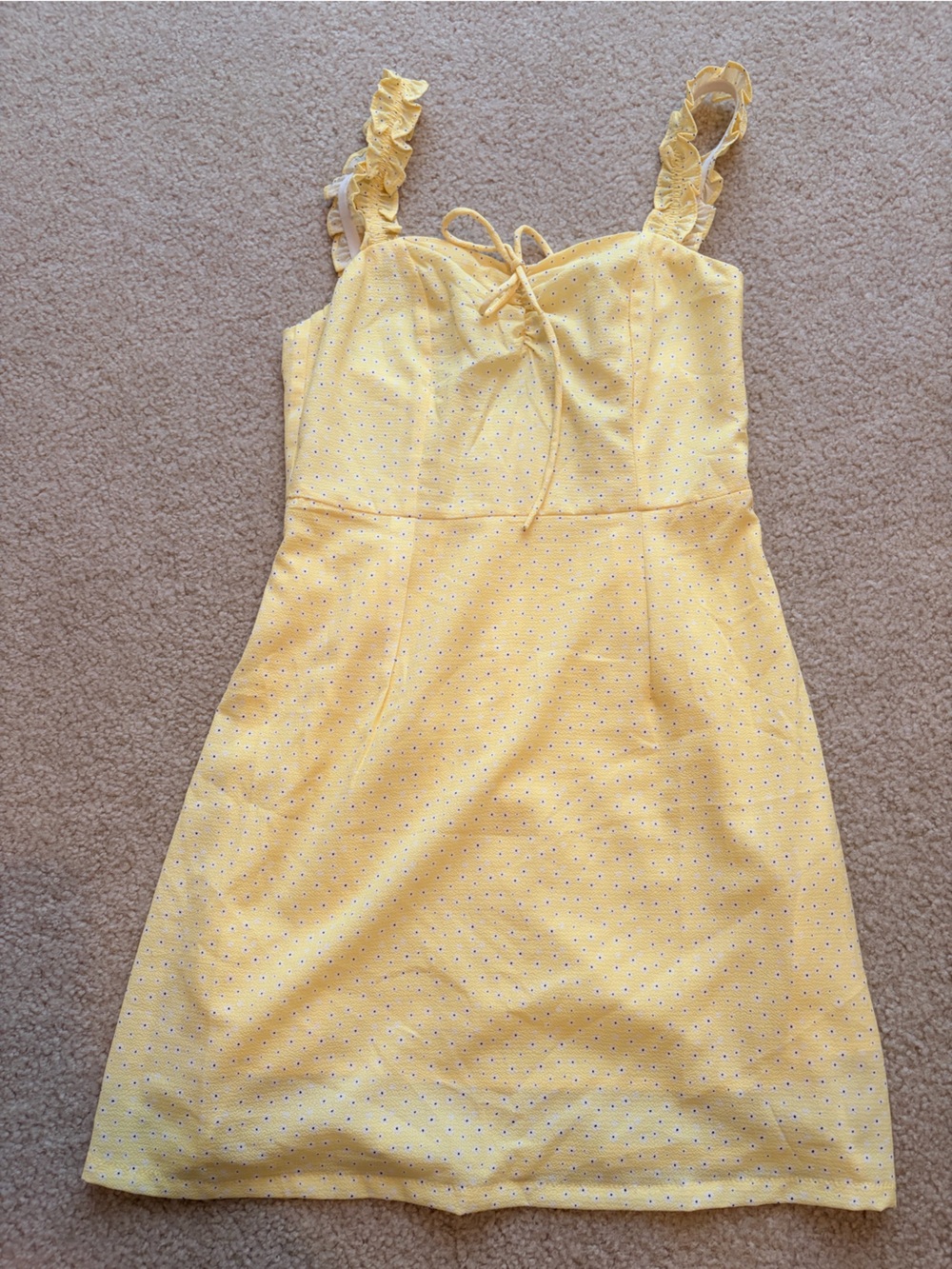 Charlie Holiday Yellow Tie-Front Mini Dress with Ruffle Straps